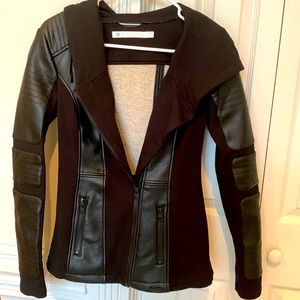 Blanc noir leather hoodie coat/jacket xs